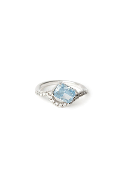 ALLURE BLEU CIEL RING WHITE GOLD PLATED