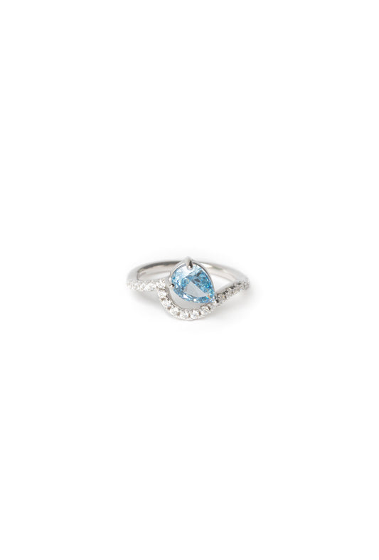 CROISETE BLUE CIEL RING WHITE GOLD PLATED